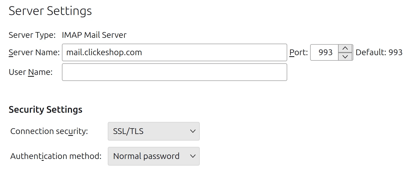 imap clickeshop email hosting