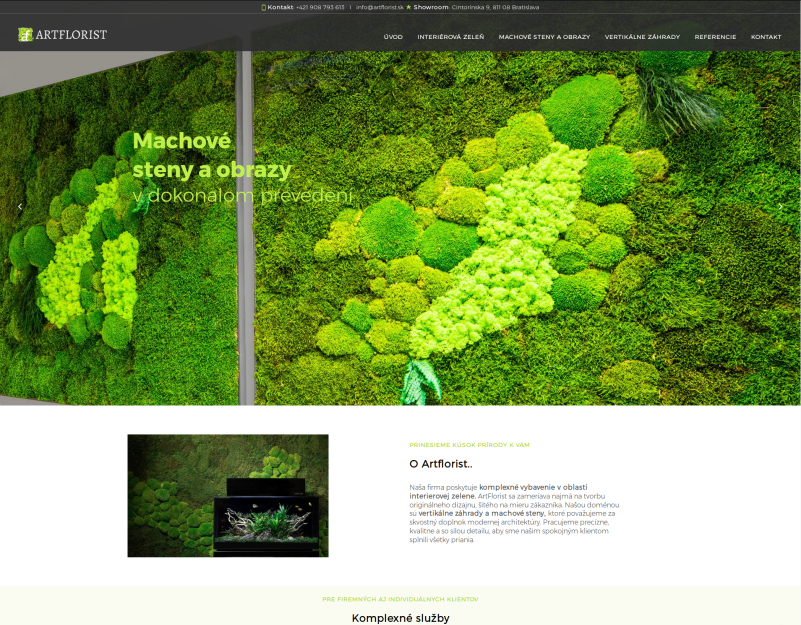 ClickEshop reference - web stránka s mechové stěnami