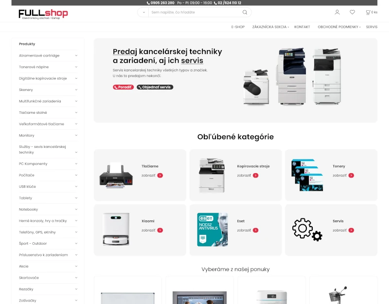ClickEshop reference - Nabídka kancelářské techniky a zařízení a servis