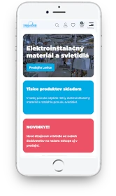 ClickEshop reference - mobilná verze Elektroinstalační materiál a svítidla
